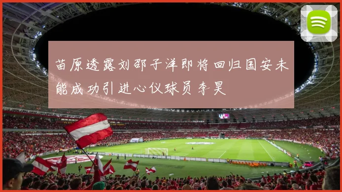 苗原透露刘邵子洋即将回归国安未能成功引进心仪球员李昊